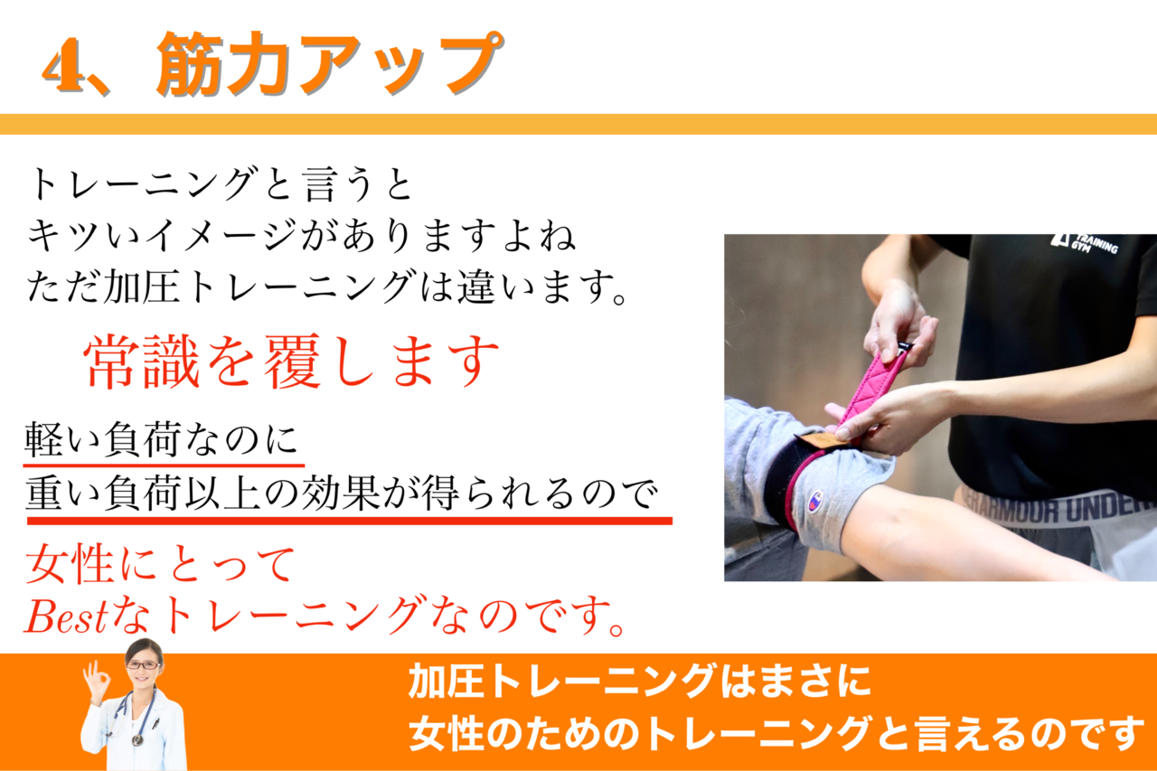 加圧トレーニングで筋力アップ